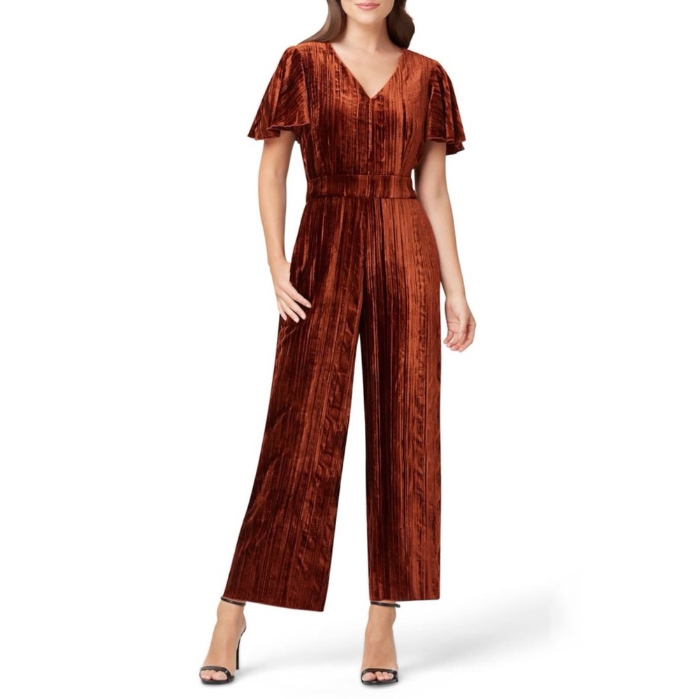 Tahari Crushed Velvet Crop Jumpsuit 8